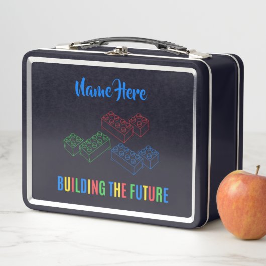 Personalized Lunchkins Building Bricks Lunch Box メタルランチボックス (インサイチュ)