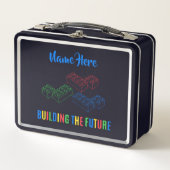 Personalized Lunchkins Building Bricks Lunch Box メタルランチボックス (正面)