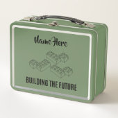 Personalized Lunchkins Building Bricks Lunch Box メタルランチボックス (正面)