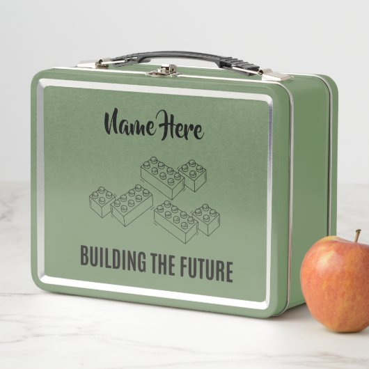 Personalized Lunchkins Building Bricks Lunch Box メタルランチボックス (インサイチュ)
