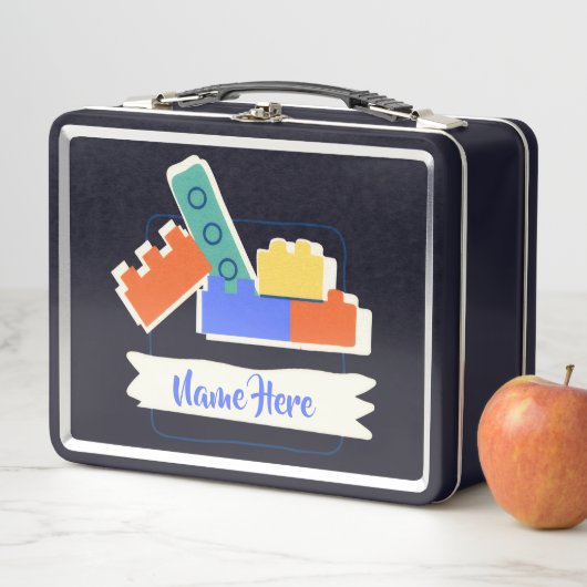 Personalized Lunchkins Building Bricks Lunch Box メタルランチボックス (インサイチュ)