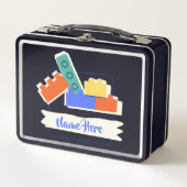 Personalized Lunchkins Building Bricks Lunch Box メタルランチボックス (正面)