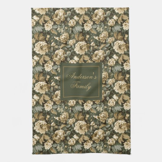 Personalized Lux Pastel Botanical Towel Kitchen キッチンタオル (縦)