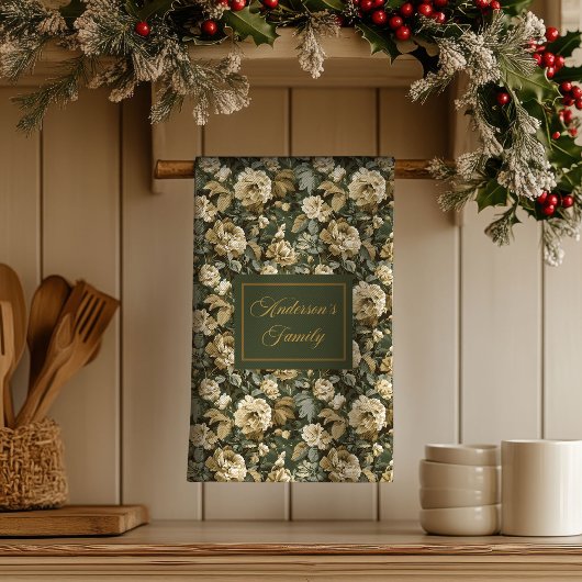 Personalized Lux Pastel Botanical Towel Kitchen キッチンタオル