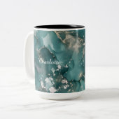 Personalized Luxury Marble Pattern Custom Name  ツートーンマグカップ (正面左)