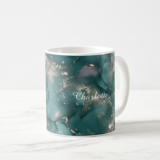 Personalized Luxury Marble Pattern Custom Name Mug コーヒーマグカップ (正面右)