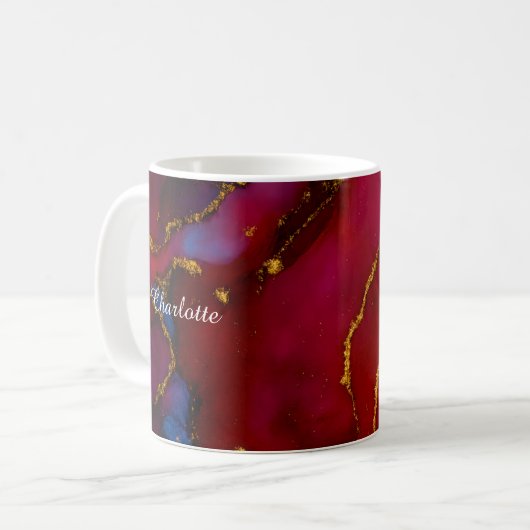 Personalized Luxury Marble Pattern Custom Name Mug コーヒーマグカップ (正面左)