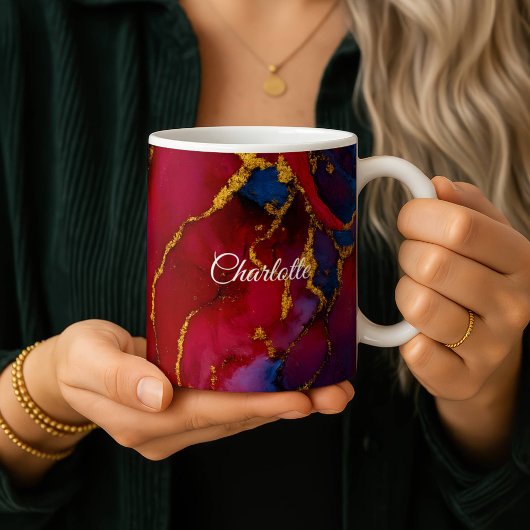 Personalized Luxury Marble Pattern Custom Name Mug コーヒーマグカップ