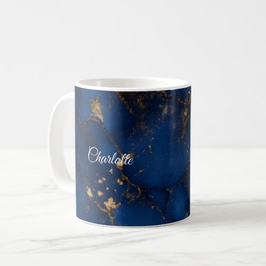 Personalized Luxury Marble Pattern Custom Name Mug コーヒーマグカップ (正面左)