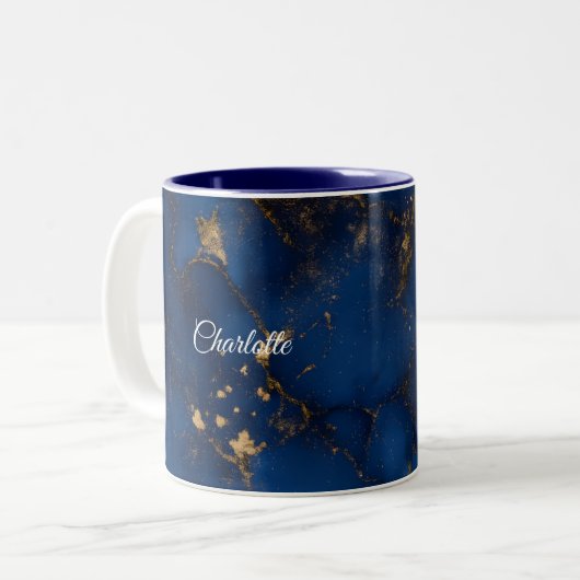 Personalized Luxury Marble Pattern Custom Name Mug ツートーンマグカップ (正面左)