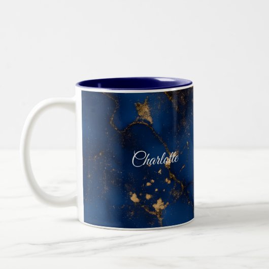 Personalized Luxury Marble Pattern Custom Name Mug ツートーンマグカップ (左)