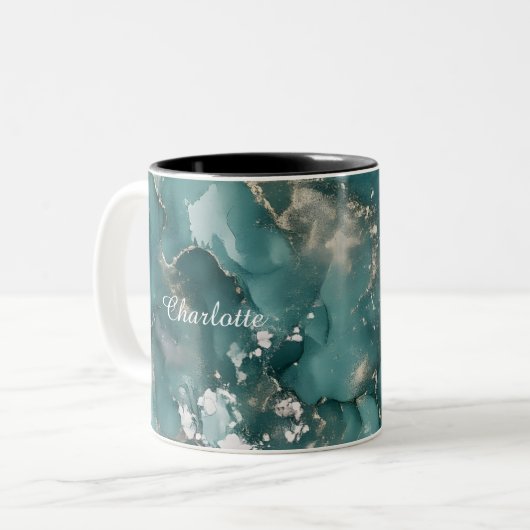 Personalized Luxury Marble Pattern Custom Name Mug ツートーンマグカップ (正面左)