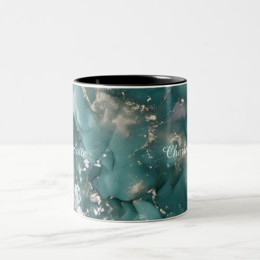 Personalized Luxury Marble Pattern Custom Name Mug ツートーンマグカップ (中央)