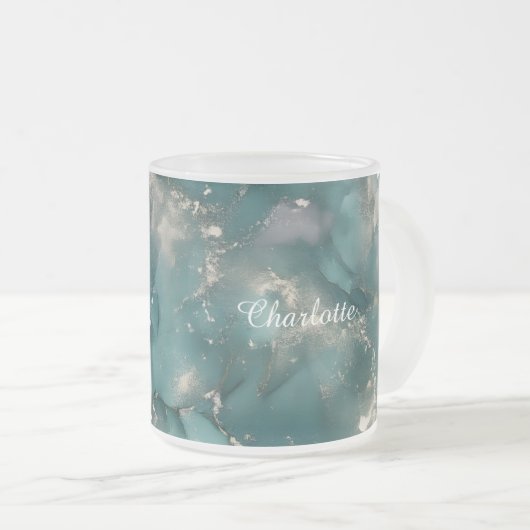 Personalized Luxury Marble Pattern Custom Name Mug フロストグラスマグカップ (正面右)