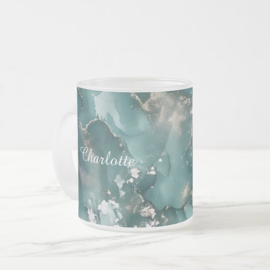 Personalized Luxury Marble Pattern Custom Name Mug フロストグラスマグカップ (正面左)