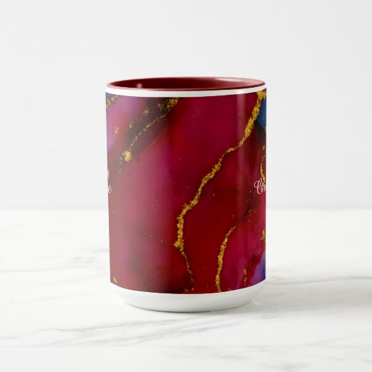 Personalized Luxury Marble Pattern Custom Name Mug マグカップ (中央)