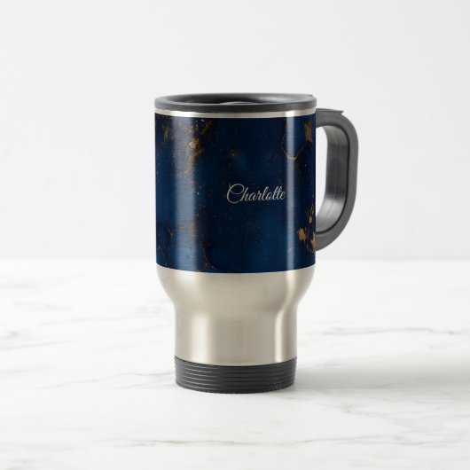 Personalized Luxury Marble Pattern Travel Mug トラベルマグ (正面右)