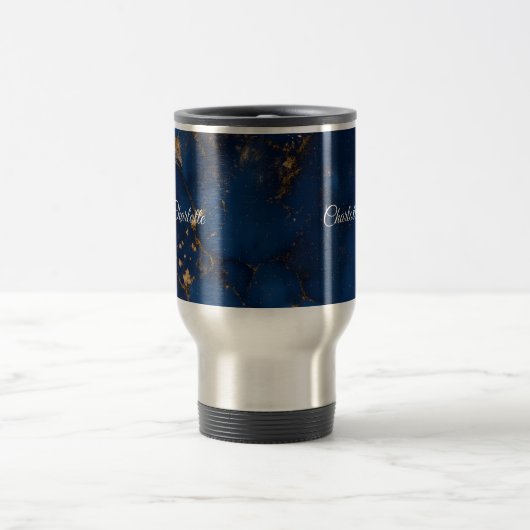 Personalized Luxury Marble Pattern Travel Mug トラベルマグ (中央)
