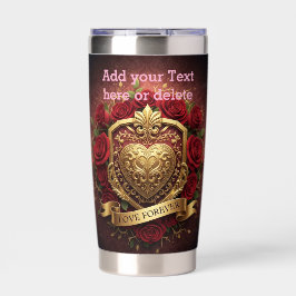 Personalized Luxury Valentine Gold Heart Rose  保温保冷タンブラー