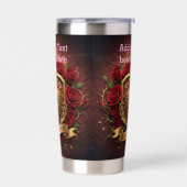 Personalized Luxury Valentine Gold Heart Rose  保温保冷タンブラー (左面)