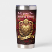 Personalized Luxury Valentine Gold Heart Rose  保温保冷タンブラー (正面)