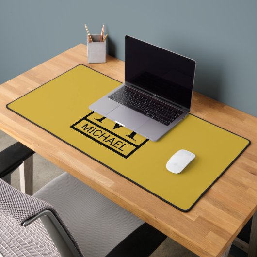 Personalized M Gold Gift Bag with Initial & Name デスクマット (オフィス2)