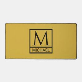 Personalized M Gold Gift Bag with Initial & Name デスクマット