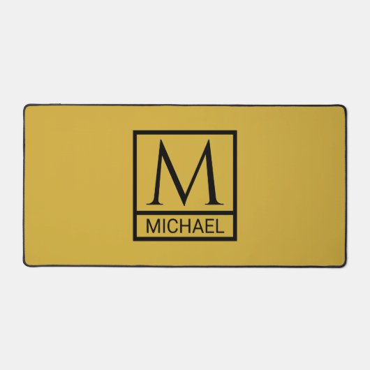 Personalized M Gold Gift Bag with Initial & Name デスクマット (正面)