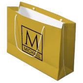 Personalized M Gold Gift Bag with Initial & Name ラージペーパーバッグ (正面アングル)
