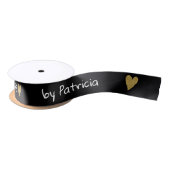 Personalized Made With Love Black And Gold Heart サテンリボン (リール)