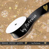 Personalized Made With Love Black And Gold Heart  サテンリボン
