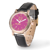 Personalized Magenta Laurel Luxury 腕時計 (傾斜)