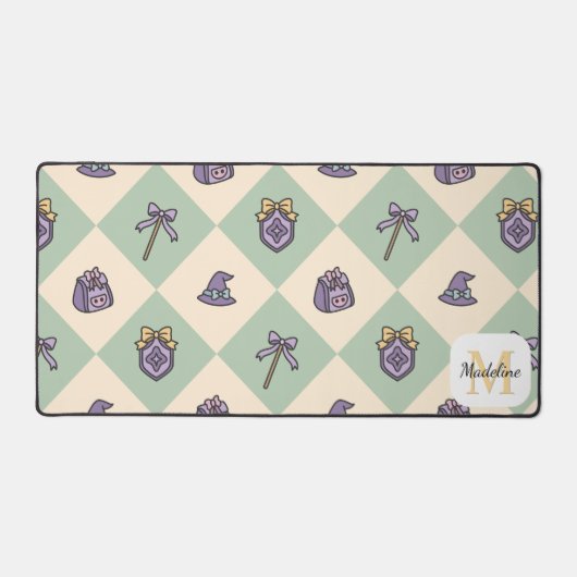 Personalized Magic Academy Wizard School Green デスクマット (正面)