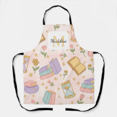 Personalized Magic Books Girl Cute Kitchen Pink エプロン (正面)