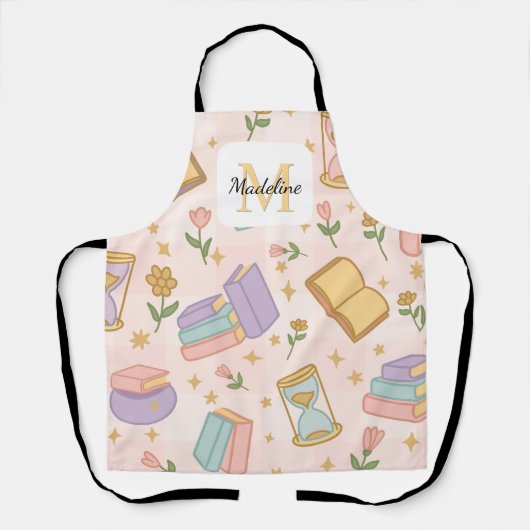Personalized Magic Books Girl Cute Kitchen Pink エプロン (正面)