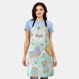 Personalized Magic Books Girl Kitchen Mint Green エプロン