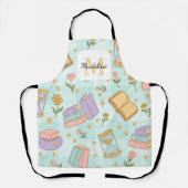 Personalized Magic Books Girl Kitchen Mint Green エプロン (正面)