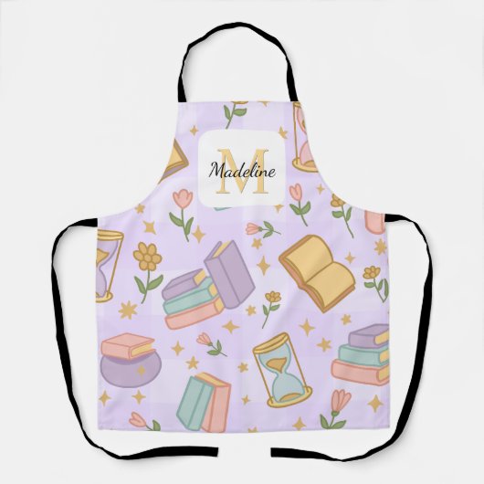Personalized Magic Books Girl Kitchen Purple エプロン (正面)