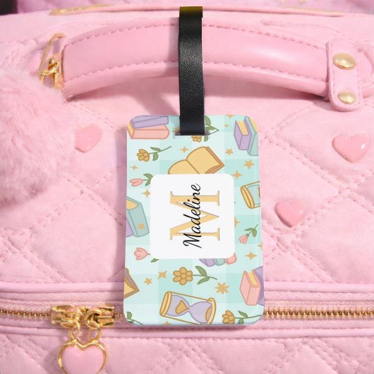 Personalized Magic Books Girl Mint Green School ラゲッジタグ