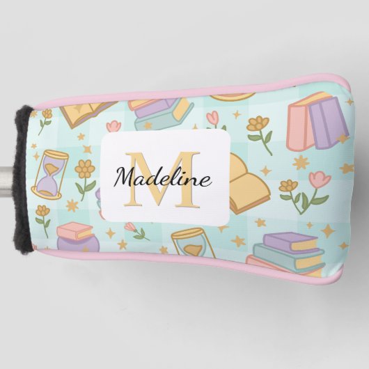 Personalized Magic Books Girl School Mint Green ゴルフヘッドカバー (正面)