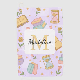 Personalized Magic Books Girl School Purple ゴルフタオル