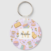 Personalized Magic Books Girl Wizard Name Purple  キーホルダー (裏面)