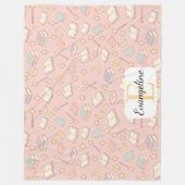 Personalized Magical Book Aesthetic Pattern Pink フリースブランケット (正面)