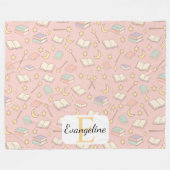 Personalized Magical Book Aesthetic Pattern Pink フリースブランケット (正面(横))