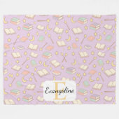 Personalized Magical Book Aesthetic Pattern Purple フリースブランケット (正面(横))