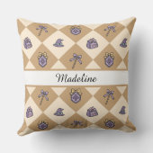 Personalized Magical Girl Name Gold Checkered クッション (裏面)