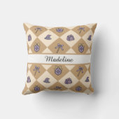 Personalized Magical Girl Name Gold Checkered クッション (裏面)