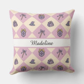 Personalized Magical Girl Name Pink Checkered クッション (裏面)