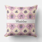 Personalized Magical Girl Name Pink Checkered クッション (正面)