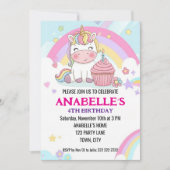 Personalized Magical Rainbow Unicorn Birthday  招待状 (正面)